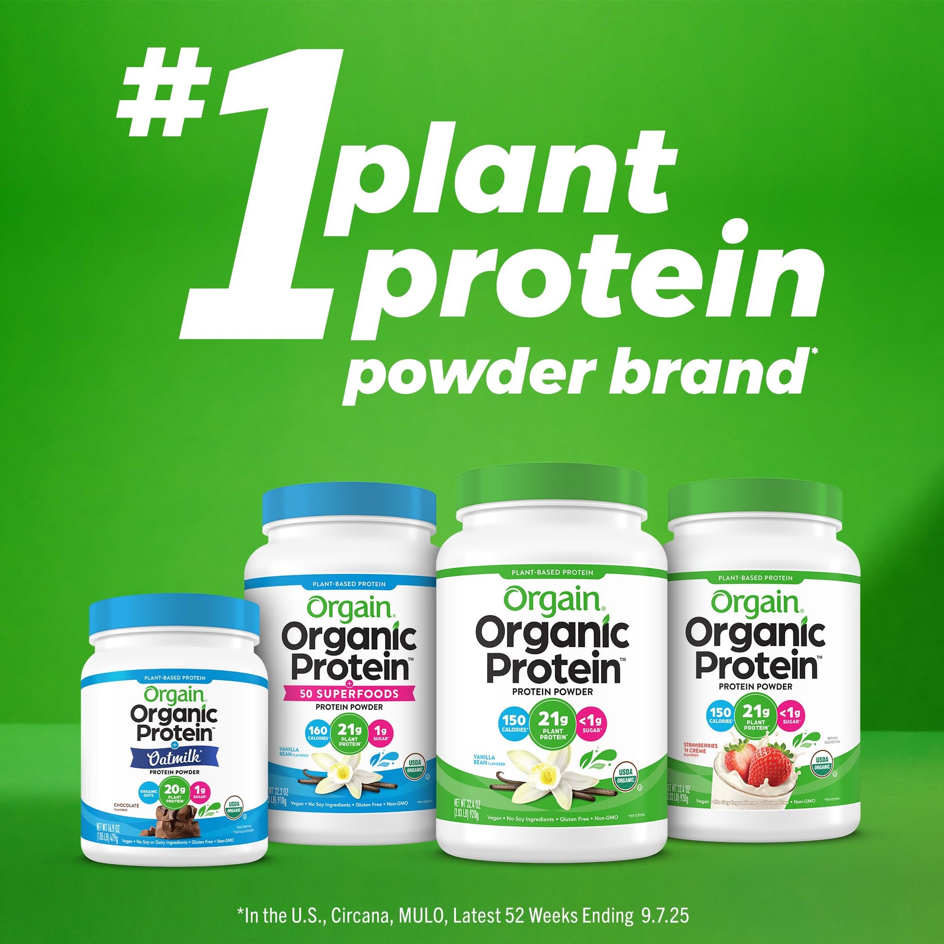 Orgain Organic 30g Vegan Plant Protein Powder, Vanilla, 9g EAAs + BCAAs, High Plant Protein, 4g Prebiotic + Fiber, 1g Sugar, Pre-Workout, Muscle Support + Recovery - 2.01lb (Packaging May Vary) - Maple Wellness Supplements