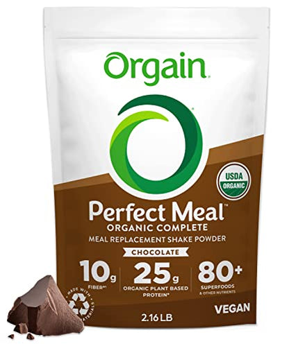 Orgain Organic Perfect Meal Replacement Protein Powder, Chocolate - 25g Plant Based - Maple Wellness Supplements