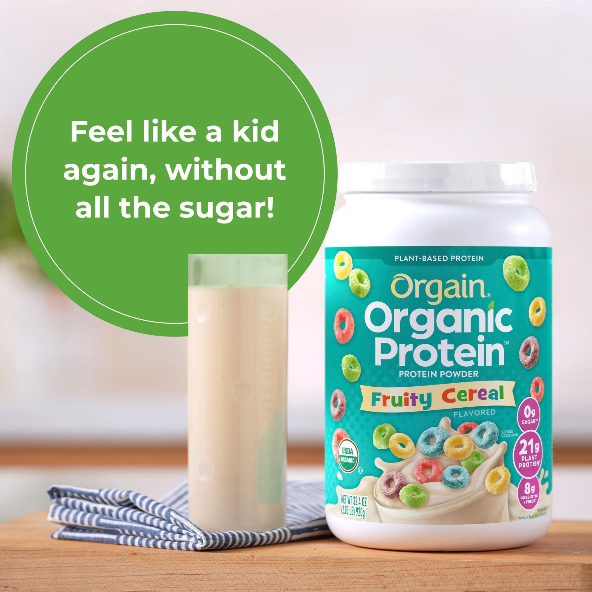 Orgain Organic Vegan Protein Powder, Fruity Cereal - 21g Plant Based Protein, Gluten Free - Maple Wellness Supplements