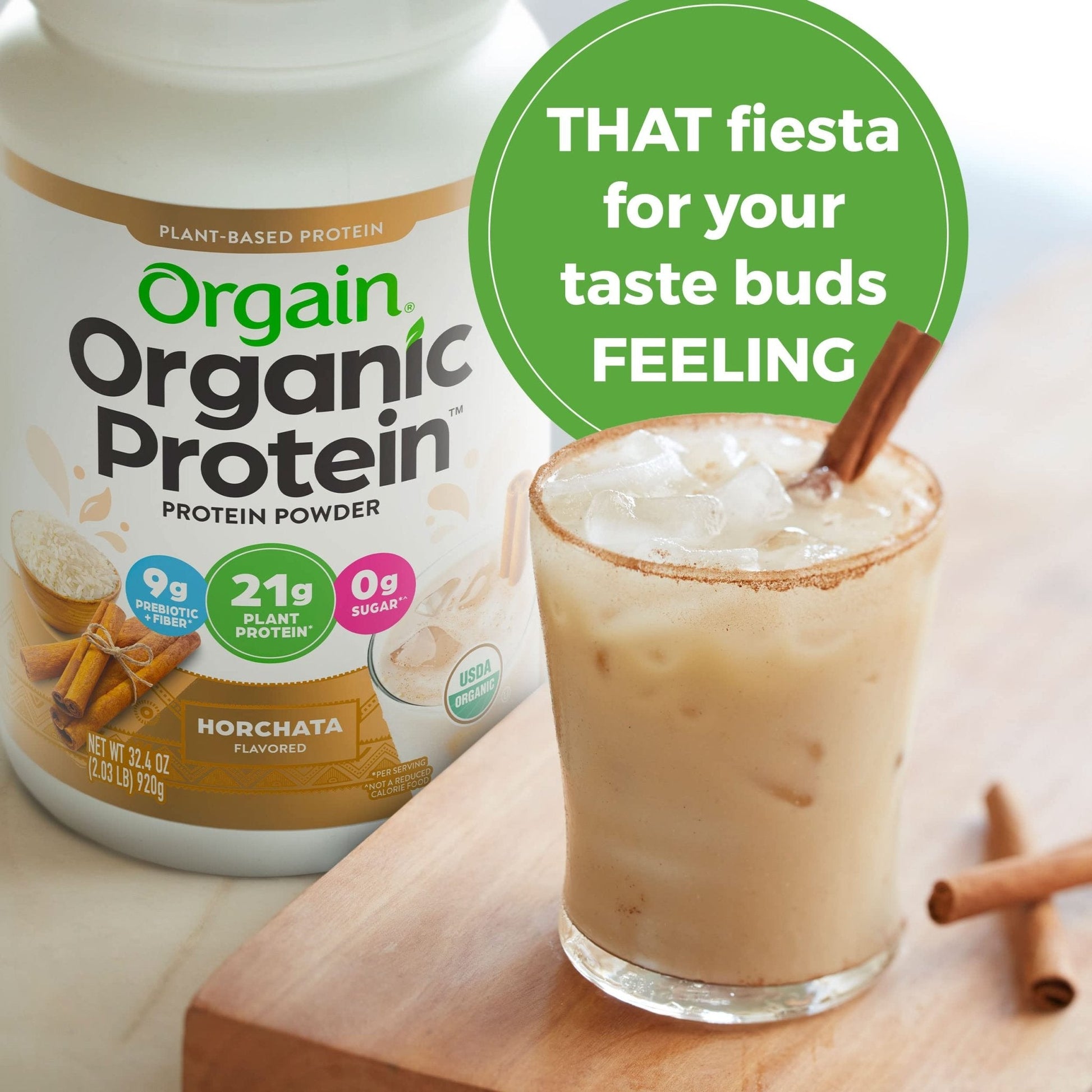 Orgain Organic Vegan Protein Powder, Horchata - 21g of Plant Based Protein, Low Net - Maple Wellness Supplements