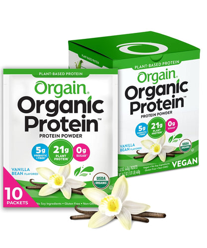 Orgain Organic Vegan Protein Powder, Vanilla Bean - 21g Plant Based Protein, Gluten Free - Maple Wellness Supplements
