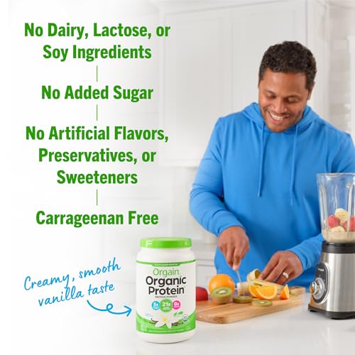Orgain Organic Vegan Protein Powder, Vanilla Bean - 21g Plant Based Protein, Gluten Free - Maple Wellness Supplements