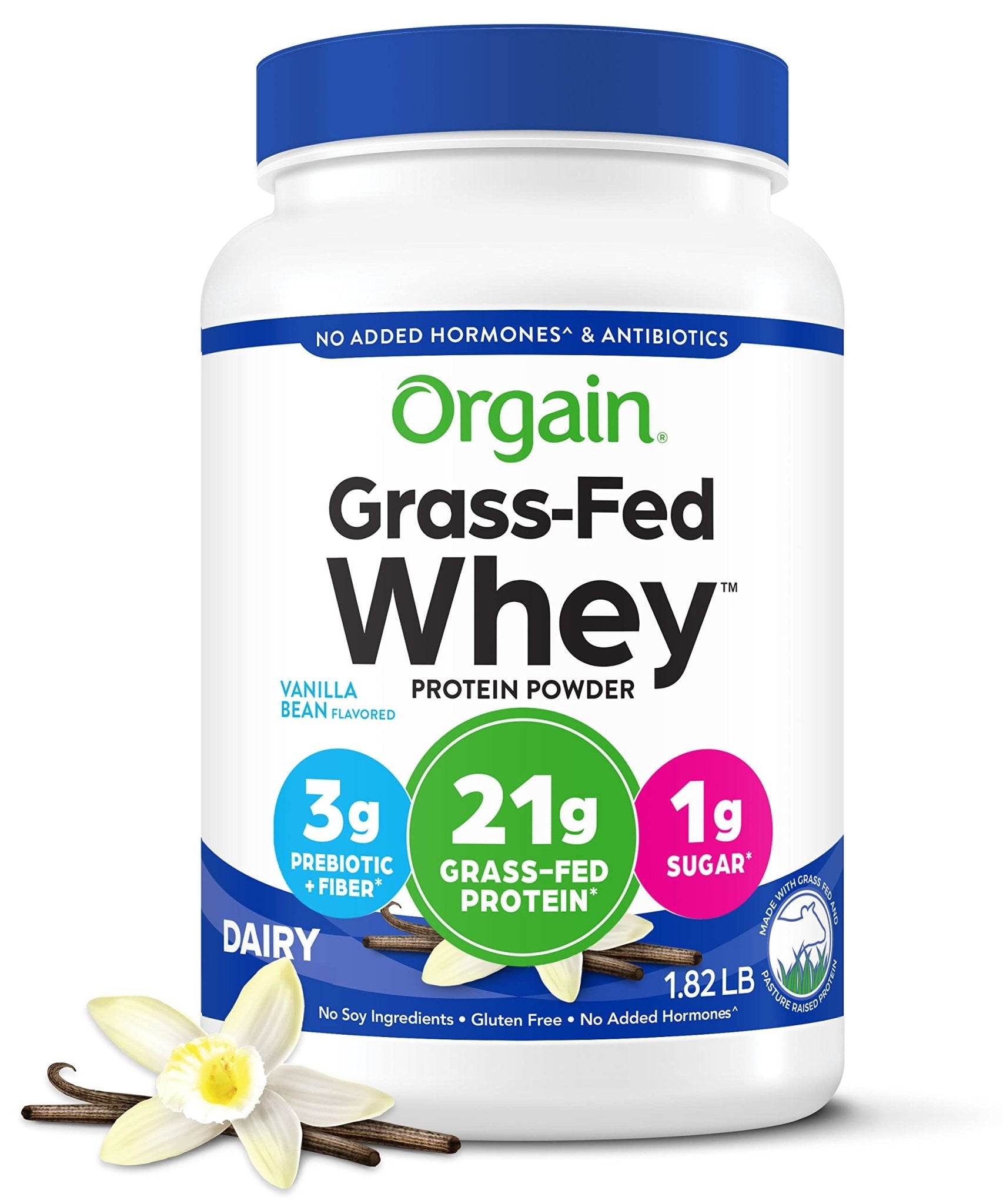 Orgain Whey Protein Powder, Vanilla Bean - 21g Grass Fed Dairy Protein, Gluten Free - Maple Wellness Supplements