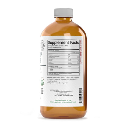 Organic Amish Leg Cramp Relief Liquid 16oz - Natural Muscle and Foot Support Supplement with Apple Cider Vinegar, Ginger, Garlic, Aloe, Fast Cramp Reducing Formula, Certified Organic, Made in USA - Maple Wellness Supplements