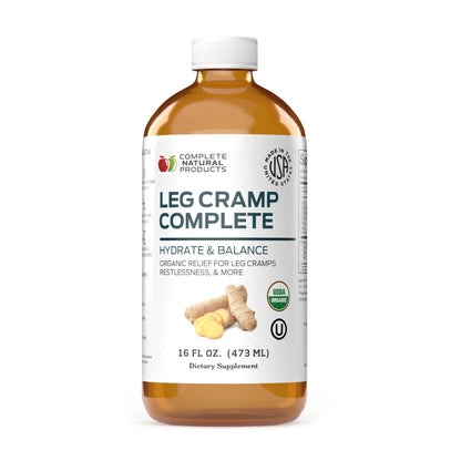 Organic Amish Leg Cramp Relief Liquid 16oz - Natural Muscle and Foot Support Supplement with Apple Cider Vinegar, Ginger, Garlic, Aloe, Fast Cramp Reducing Formula, Certified Organic, Made in USA - Maple Wellness Supplements