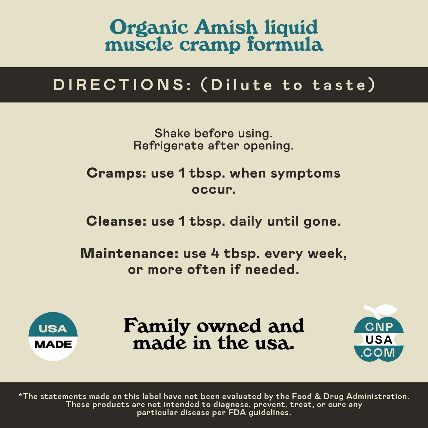 Organic Amish Leg Cramp Relief Liquid 16oz - Natural Muscle and Foot Support Supplement with Apple Cider Vinegar, Ginger, Garlic, Aloe, Fast Cramp Reducing Formula, Certified Organic, Made in USA - Maple Wellness Supplements