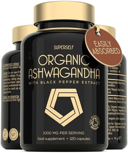 Organic Ashwagandha High Strength - 1000mg Ashwagandha Capsules - Pure Ashwagand - Maple Wellness Supplements