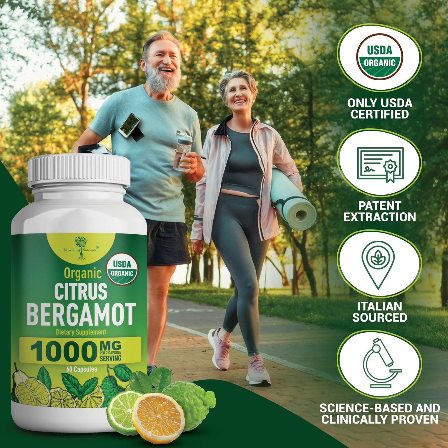 Organic Citrus Bergamot Supplement - Only USDA, Cardiologist Formulated with 200+ Scientific Studies -1000mg - Patented Extract, Heart, Cholesterol, - Maple Wellness Supplements