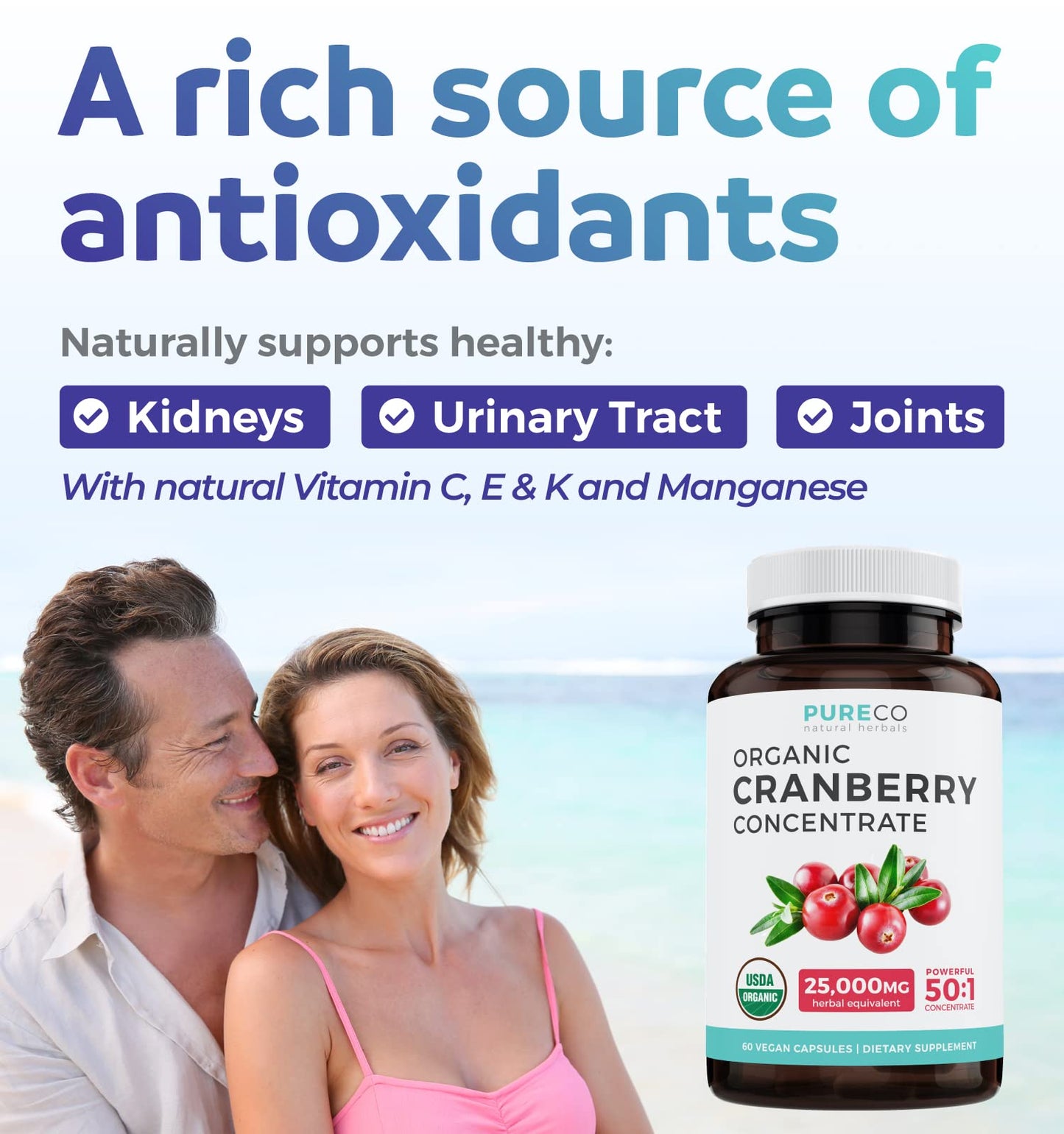 Organic Cranberry Pills - Vegan Supplement for Urinary Tract Health & Kidney Cleanse - Cranberry Pills for Women 500mg 50:1 Cranberry Concentrate Per Serving - Maple Wellness Supplements