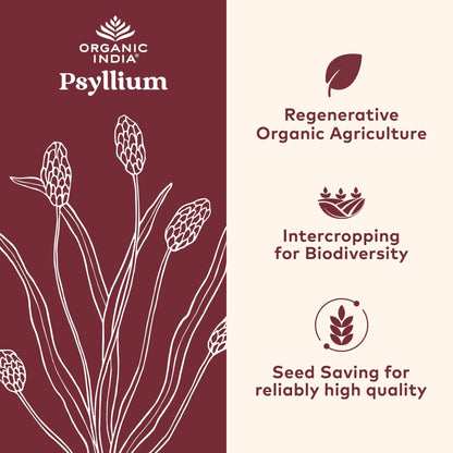 ORGANIC INDIA Psyllium Husk Capsules - Fiber Supplement, Healthy Elimination - Vegan, Keto Friendly, Gluten-Free, USDA Certified Organic, Non-GMO - Maple Wellness Supplements