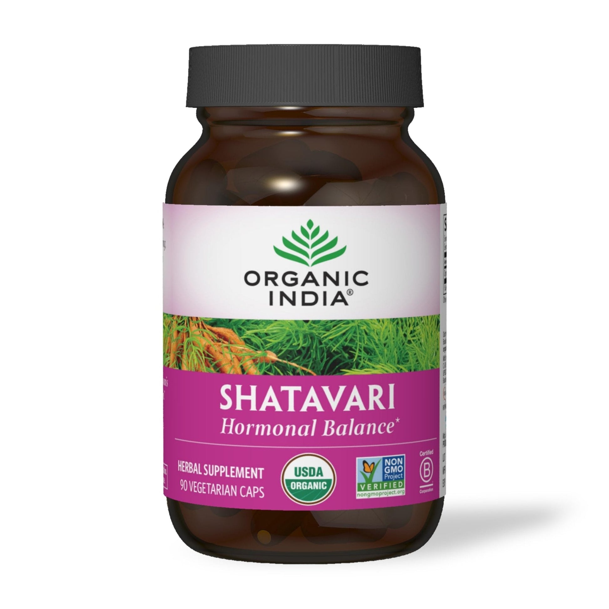 ORGANIC INDIA Shatavari Herbal Supplement - Supports Hormonal Balance, Immune and Inflammatory Response, Vegan, Gluten-Free, USDA Organic, Supports Reproductive Health - 90 Capsules - Maple Wellness Supplements