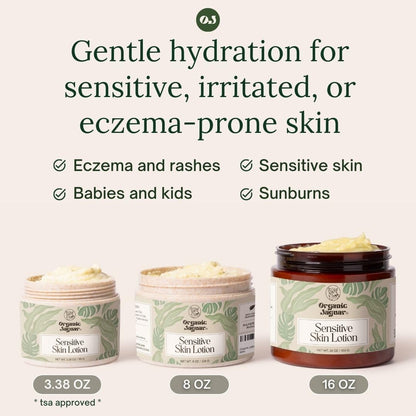 Organic Jaguar Natural Body Lotion for Sensitive Skin, Scent Free, Sulfate & Paraben Free Body Care, Moisturizer With Essential Oils, Vitamin E Oil, Beeswax, Extra Virgin Olive Oil, Raw Honey, 8 oz - Maple Wellness Supplements