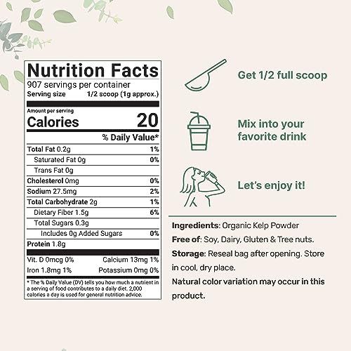 Organic Kelp Powder Supplement, 2lbs | Sustainably US Grown, Raw Ascophyllum Nodosum - Maple Wellness Supplements