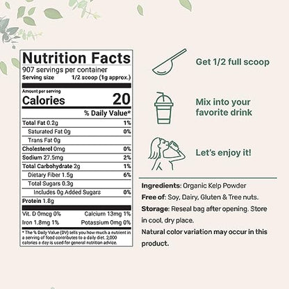 Organic Kelp Powder Supplement, 2lbs | Sustainably US Grown, Raw Ascophyllum Nodosum - Maple Wellness Supplements
