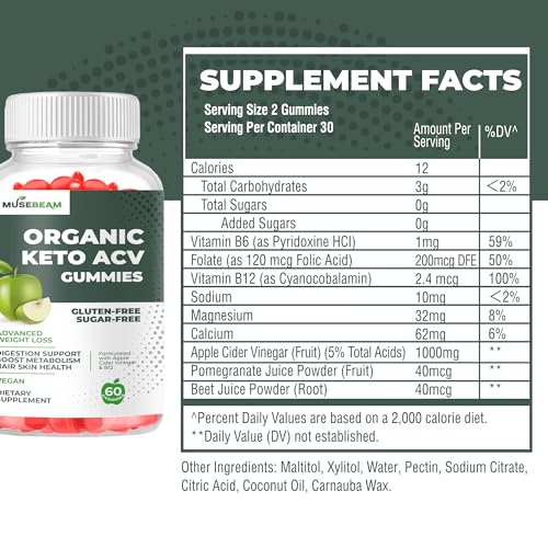 Organic Keto ACV Gummies Advanced Weight Loss - Gluten & Sugar Free Belly Fat Burner - Maple Wellness Supplements