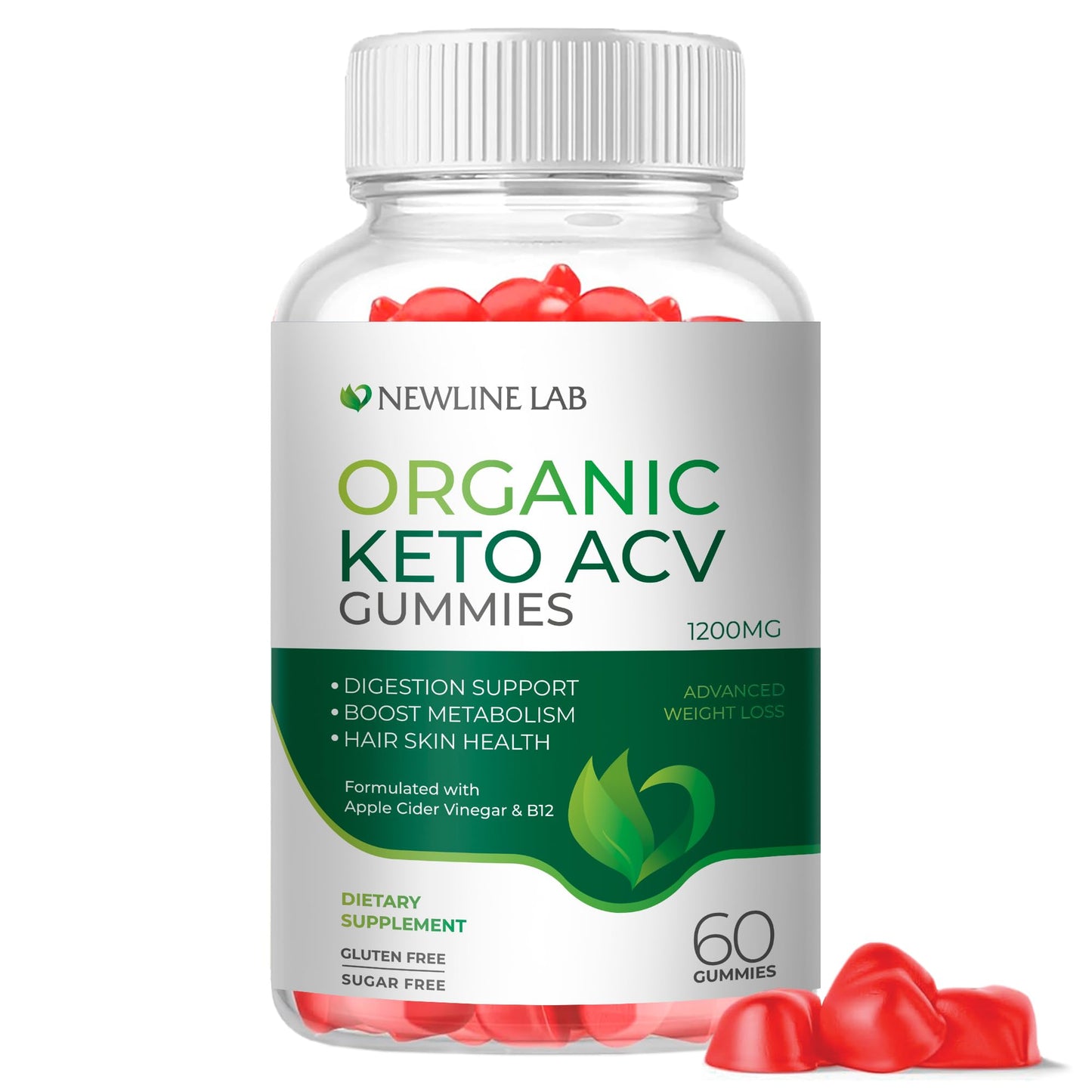 Organic Keto ACV Gummies for Advanced Weight Loss Fat Burn - Sugar Gluten Free Apple - Maple Wellness Supplements