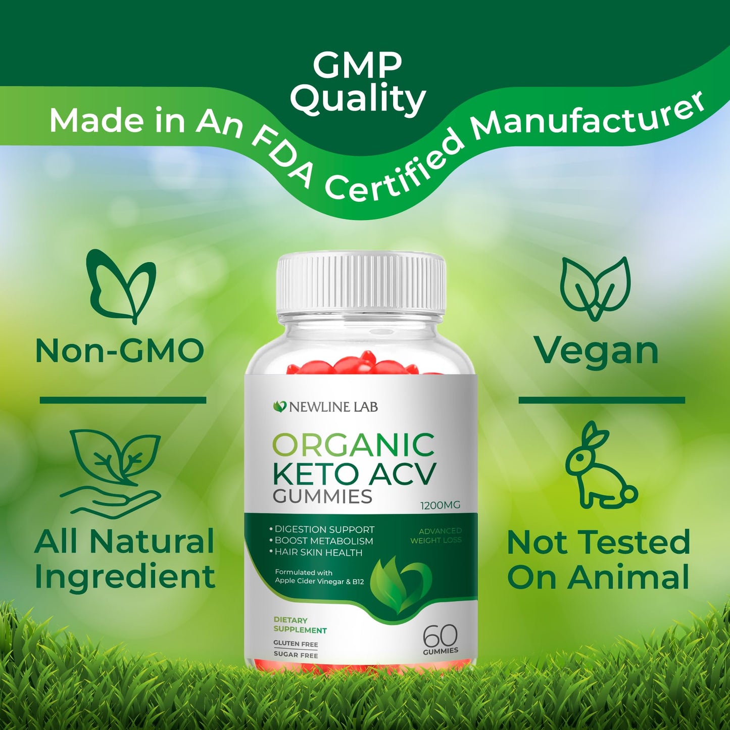 Organic Keto ACV Gummies for Advanced Weight Loss Fat Burn - Sugar Gluten Free Apple - Maple Wellness Supplements