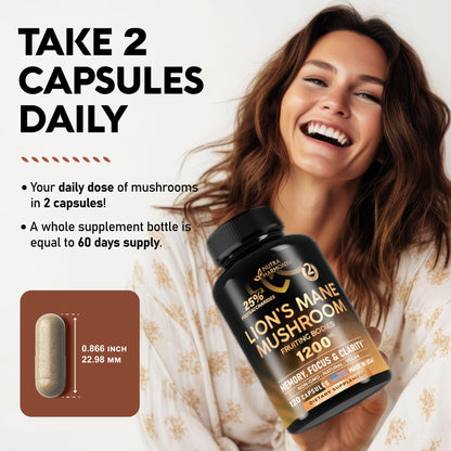 Organic Lions Mane - Certified Mushroom Supplement - Made in USA - Fruiting Bodies - Maple Wellness Supplements