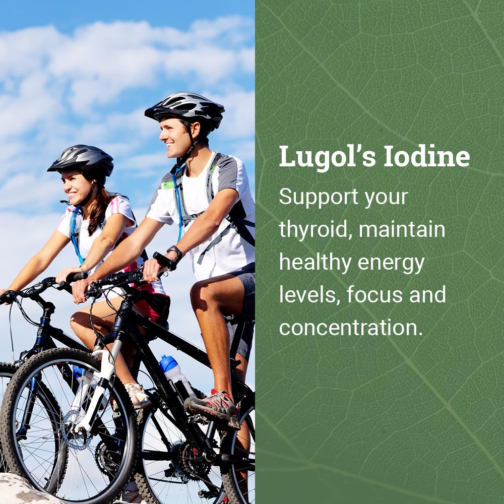 Organic Lugol's Iodine, Iodine and Potassium Iodide 2% Solution 3000 mcg - Liquid Supplement Drops for Thyroid Support for Women & Men, Metabolism Health - Maple Wellness Supplements