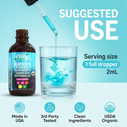 Organic Lymphatic Drainage Supplement | Lymphatic Support Drops | Burdock Root Echinacea Elderberry Dandelion Astragalus Milk Thistle Sea Moss Red Clover - Maple Wellness Supplements