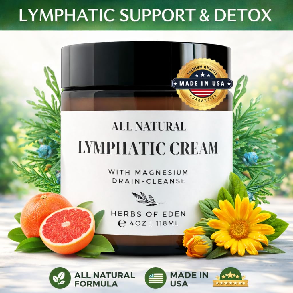 Organic Lymphatic Massage Cream with Magnesium – Natural Topical Cream | Stimulate Lymph Fluid | Family Owned, Made in USA - Maple Wellness Supplements