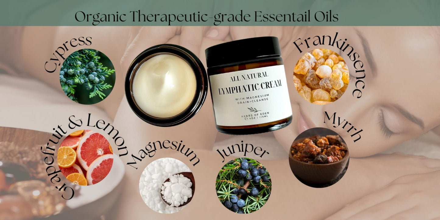 Organic Lymphatic Massage Cream with Magnesium – Natural Topical Cream | Stimulate Lymph Fluid | Family Owned, Made in USA - Maple Wellness Supplements