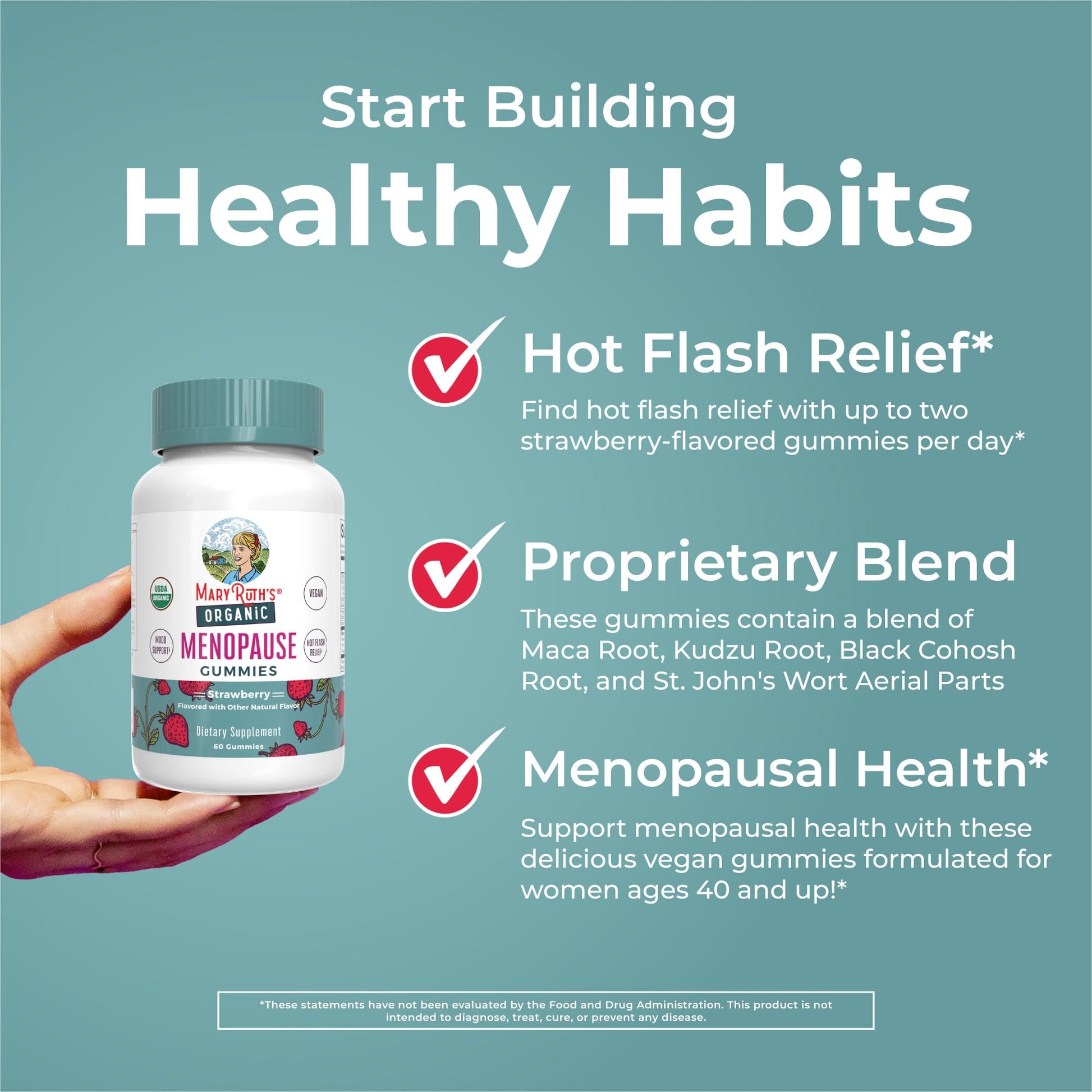 Organic Menopause Gummies by MaryRuth's | Menopause Supplements for Women | Mood Support | Hot Flash Relief | Maca Root | Black Cohosh | USDA Organic | Non-GMO | Vegan | 30 Servings - Maple Wellness Supplements
