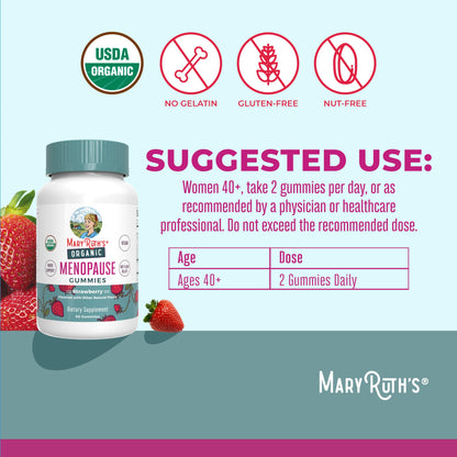 Organic Menopause Gummies by MaryRuth's | Menopause Supplements for Women | Mood Support | Hot Flash Relief | Maca Root | Black Cohosh | USDA Organic | Non-GMO | Vegan | 30 Servings - Maple Wellness Supplements