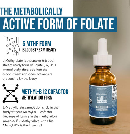 Organic Methyl Folate 1000 mcg + Methyl B12 Cofactor (300 Servings) – Metabolically Active 5-MTHF Form, Organic Berry Flavor - Maple Wellness Supplements