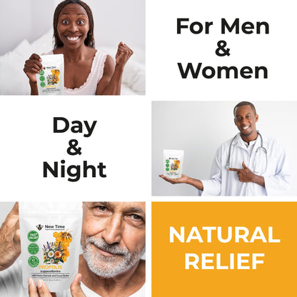 Organic Propolis Comfort Suppositories for Men, Women - Natural Bee & Botanical Formula, Gentle Daily Care 10 Count - Maple Wellness Supplements
