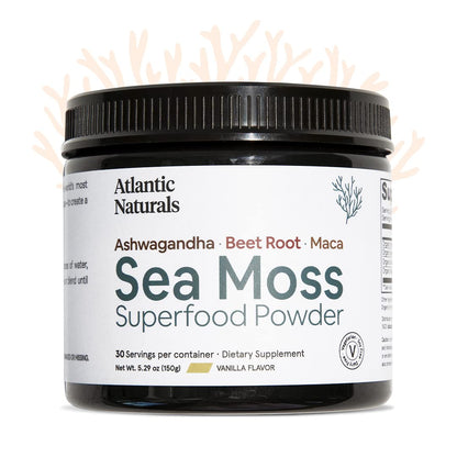 Organic Sea Moss Superfood Powder with Ashwagandha, Beet Root, and Maca - Maple Wellness Supplements