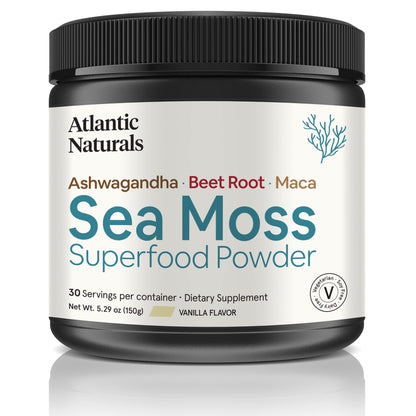 Organic Sea Moss Superfood Powder with Ashwagandha, Beet Root, and Maca - Maple Wellness Supplements