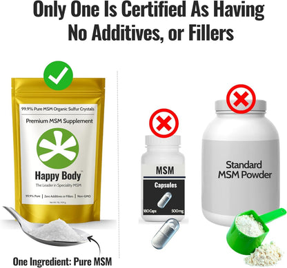 Organic Sulfur Crystals | 99.9% Pure MSM Crystals for Joint Support, Recovery, Hair, Skin & Nails | 90 Servings | 1 lb Bag - Maple Wellness Supplements
