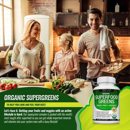 Organic Super Greens Capsules Superfood Fruit Veggie Supplement - 28 Powerful Natural - Maple Wellness Supplements