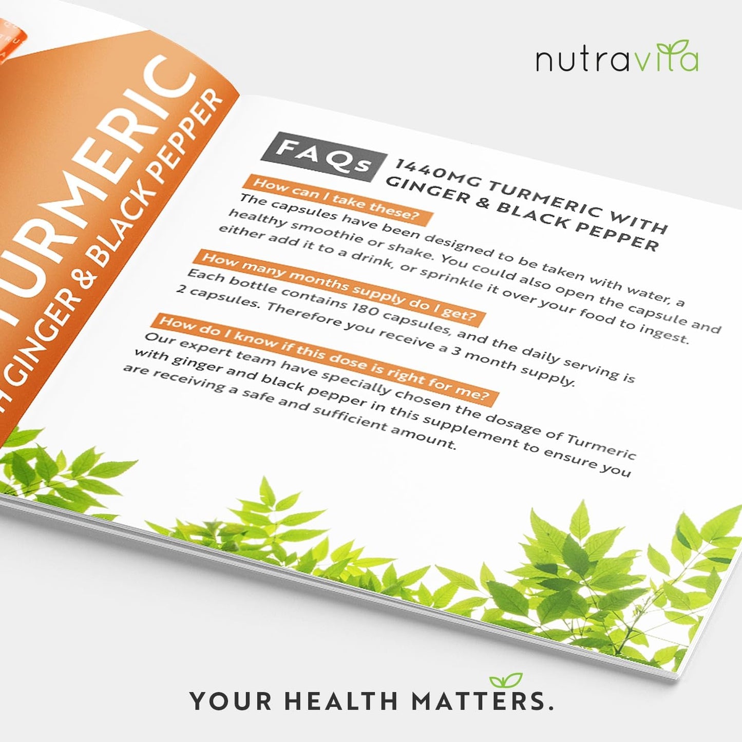 Organic Turmeric 1440mg (High Strength) with Black Pepper & Ginger - 180 Vegan Turmeric - Maple Wellness Supplements
