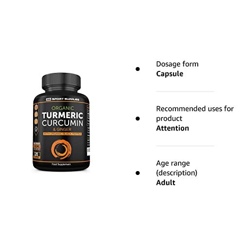 Organic Turmeric Capsules High Strength and Black Pepper with Active Curcumin - Maple Wellness Supplements