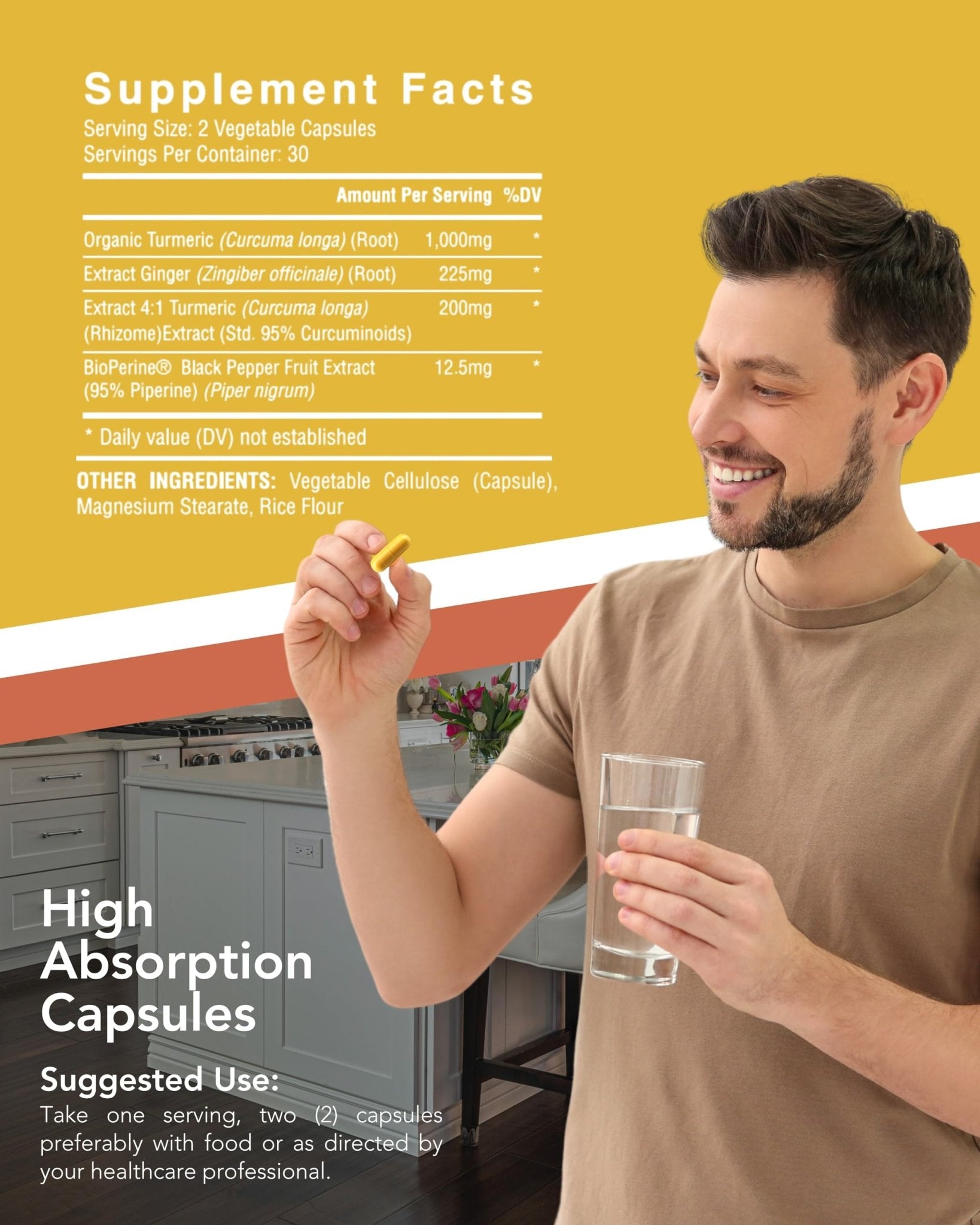 Organic Turmeric & Ginger Capsules - Turmeric Curcumin with Ginger & BioPerine, 95% Curcuminoids - Joint, Digestion, Immunity Support, Black Pepper Extract for Increased Absorption - Maple Wellness Supplements