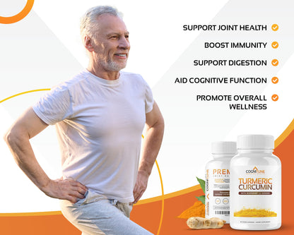 Organic Turmeric & Ginger Capsules - Turmeric Curcumin with Ginger & BioPerine, 95% Curcuminoids - Joint, Digestion, Immunity Support, Black Pepper Extract for Increased Absorption - Maple Wellness Supplements