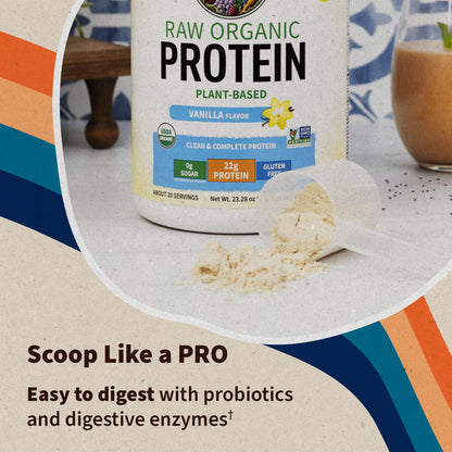 Organic Vegan Vanilla Protein Powder - Garden of Life – 22g Complete Plant Based Raw - Maple Wellness Supplements