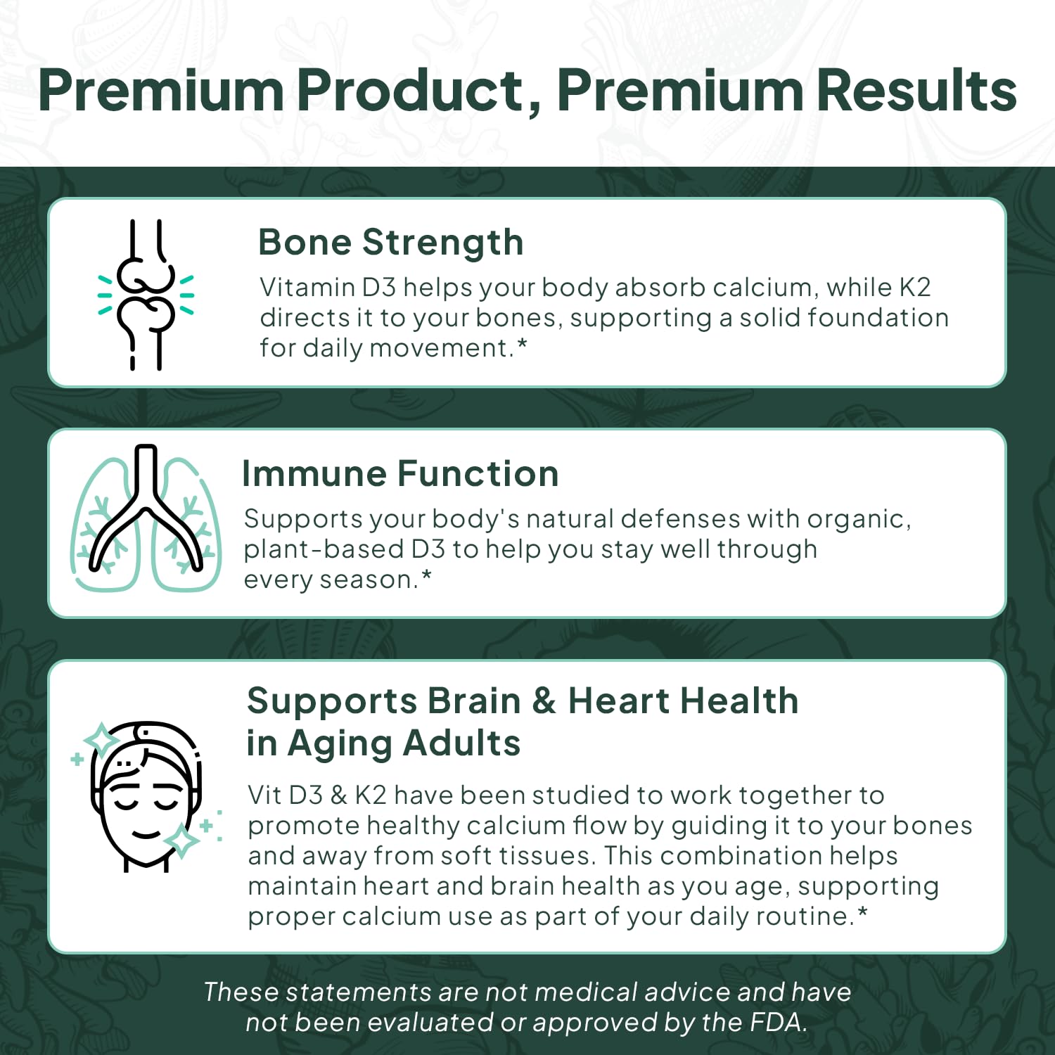 Organics Ocean Better D3 + K2-100% Organic VIT D3 and K2 Supplements with Maximum Bioavailability - Supports Bone Density, Calcium Balance, Immunity & Mood - 1-Pack, 30-Day Supply - Maple Wellness Supplements