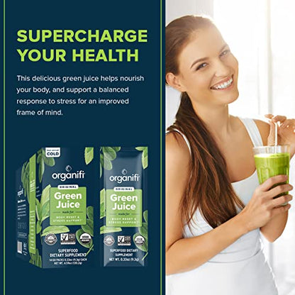 Organifi: GO Packs - Green Juice - Organic Superfood Supplement Powder - 30 Count - Maple Wellness Supplements