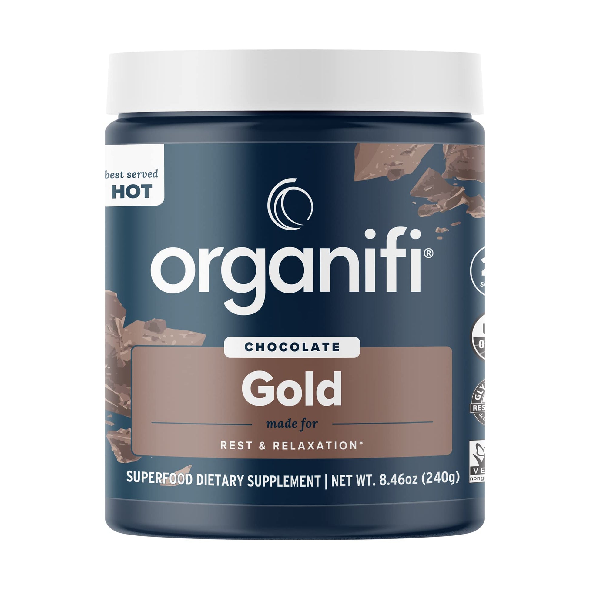 Organifi - Gold Chocolate - Superfood Supplement Powder - 20 Day Supply - Supports Rest - Maple Wellness Supplements