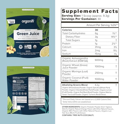 Organifi Green Juice - Organic Superfood Powder - 90-Day Supply - Organic Vegan Greens - Maple Wellness Supplements