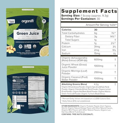 Organifi Green Juice - Organic Superfood Powder - 90-Day Supply - Organic Vegan Greens - Maple Wellness Supplements