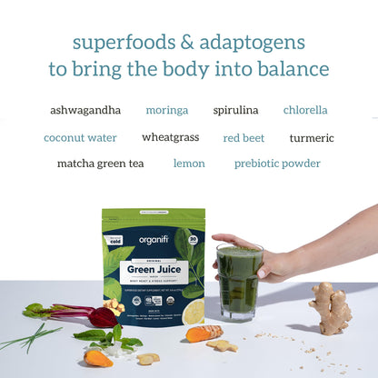 Organifi Green Juice - Powder Supplement with Organic Spirulina, Ashwagandha - Maple Wellness Supplements