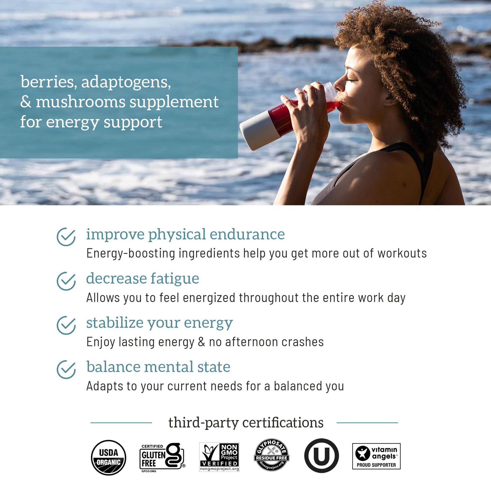 Organifi Red Juice - Vegan Energy Powder - Berry-Flavored Adaptogen Drink - Maple Wellness Supplements