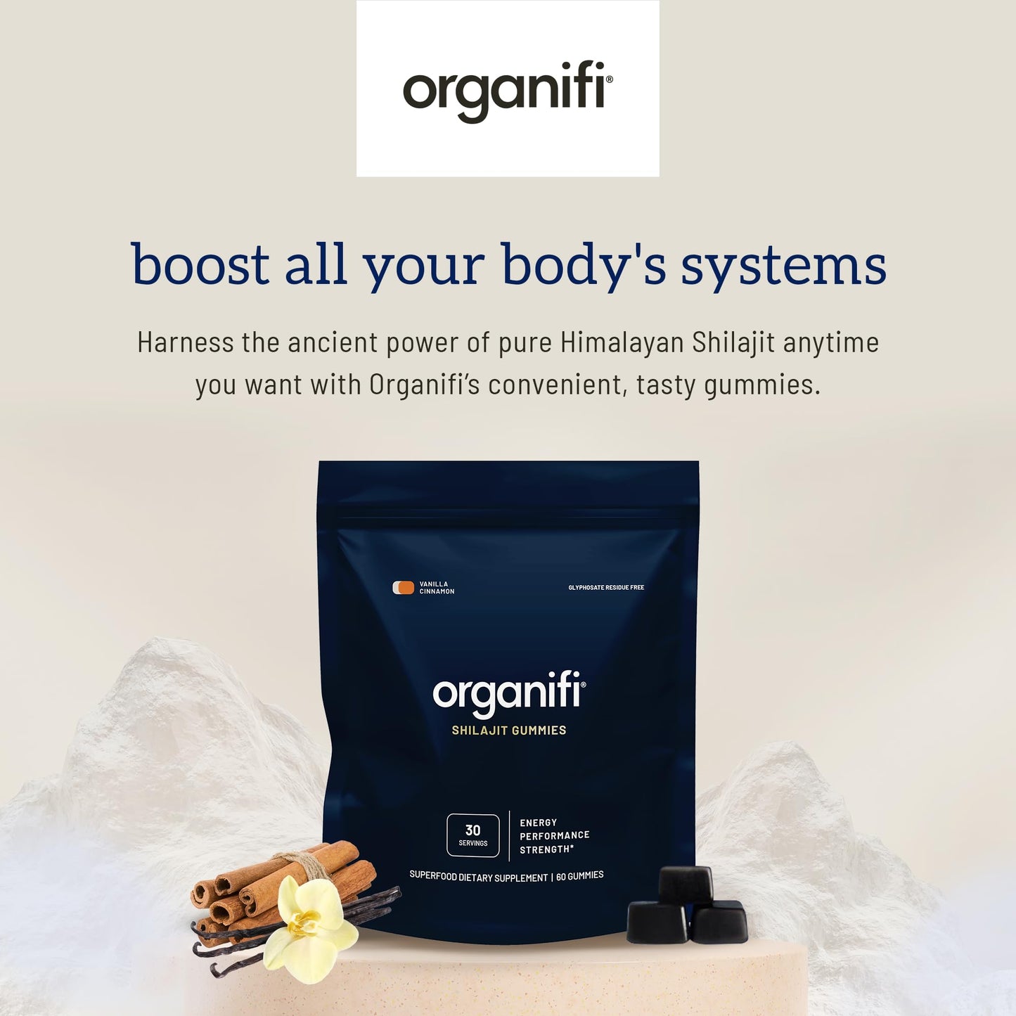 Organifi - Shilajit Gummies - Supports Natural Energy and Strength - Vanilla Cinnamon - Maple Wellness Supplements