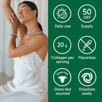Organika Collagen Powder - for Healthy Hair, Skin, Nails, and Joints. Hydrolyzed Protein Peptides for Better Absorption- Grass-Fed, Non-GMO- Unflavoured- 2.2lbs - Maple Wellness Supplements