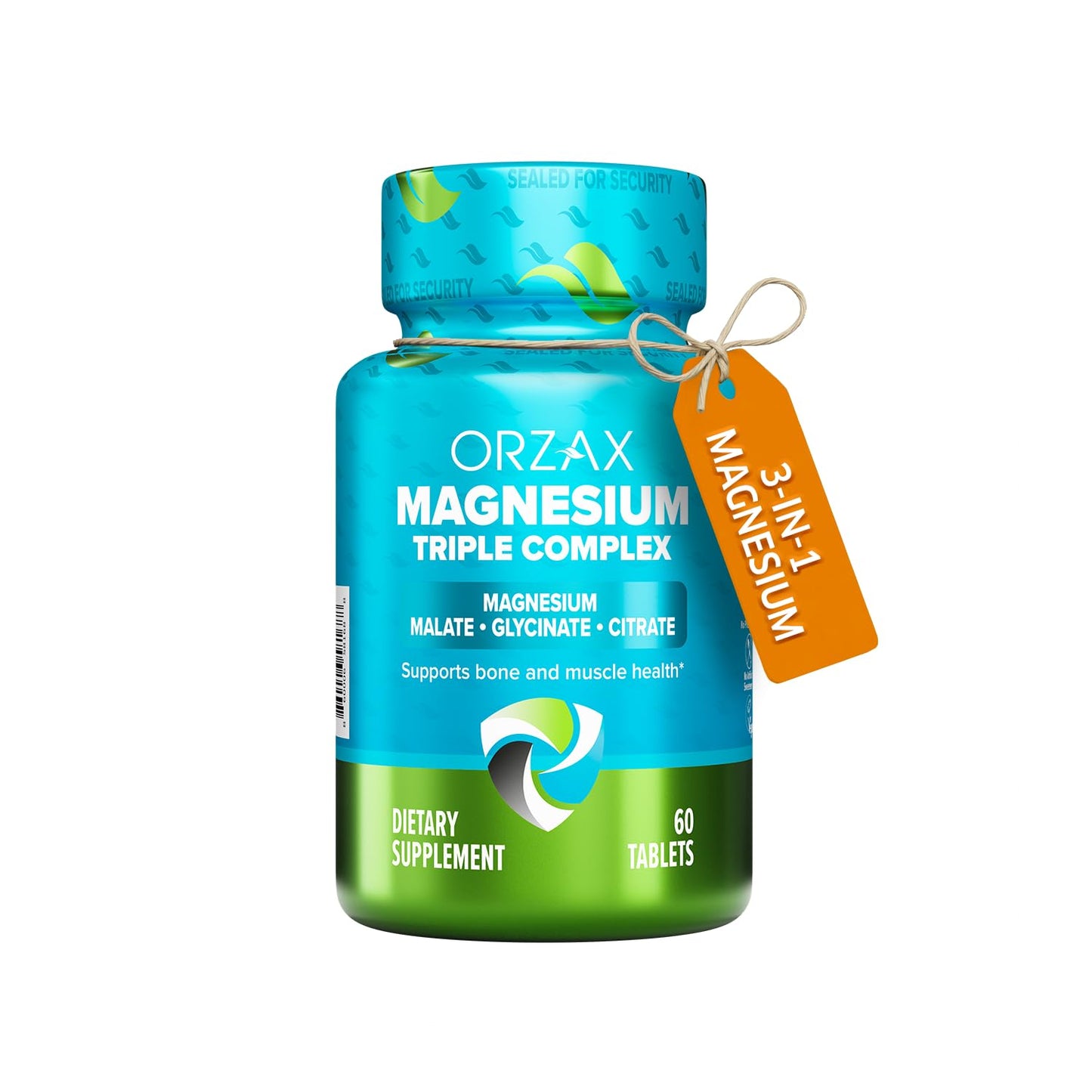 ORZAX Magnesium Triple Complex | Magnesium Glycinate, Citrate, Malate | Vegan, Gluten Free, Dairy Free, Halal | 200 mg of Triple Complex Magnesium for Muscles & Energy for Women and Men | 60 Tablets - Maple Wellness Supplements