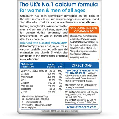 Osteocare Original by Vitabiotics. Bone Health formula with Calcium, Magnesium, Vitamin D - Maple Wellness Supplements
